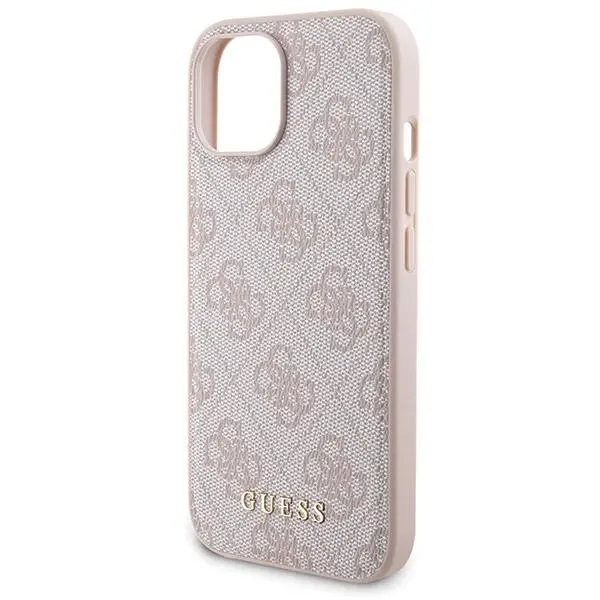 Etui Guess Zestaw do iPhone 15 + Powerbank 5000mAh MagSafe 4G Metal Logo Różowy
