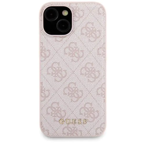 Etui Guess Zestaw do iPhone 15 + Powerbank 5000mAh MagSafe 4G Metal Logo Różowy