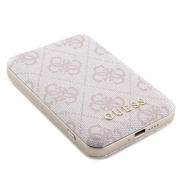 Etui Guess Zestaw do iPhone 15 + Powerbank 5000mAh MagSafe 4G Metal Logo Różowy