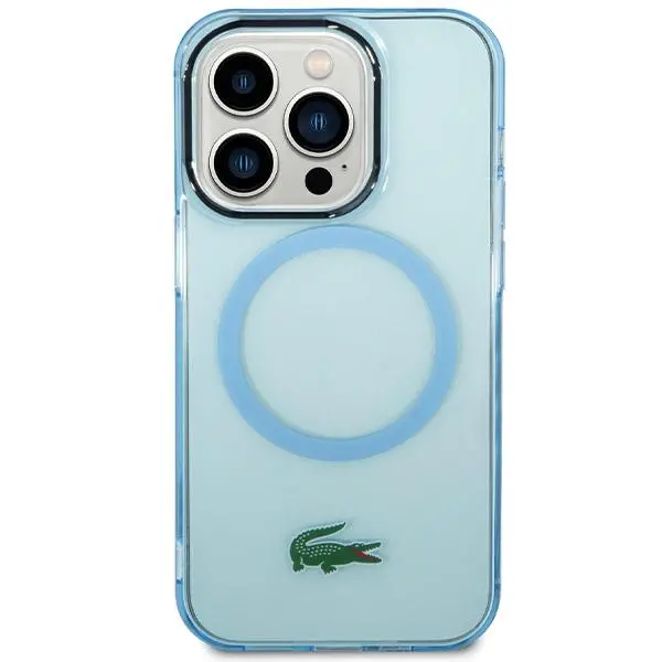 Etui Lacoste Transparent MagSafe do iPhone 15 Pro Max Niebieski