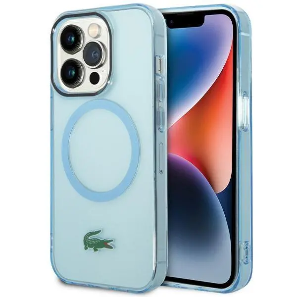 Etui Lacoste Transparent MagSafe do iPhone 15 Pro Max Niebieski