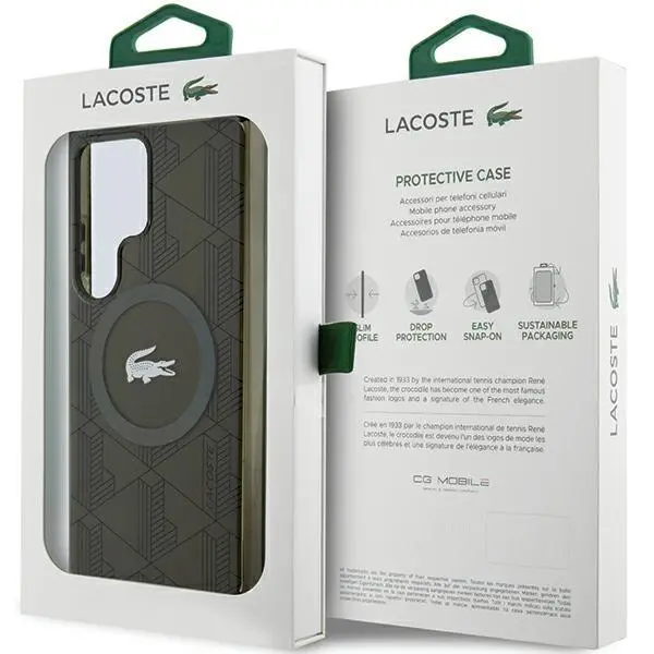 Etui Lacoste LCHMS24LUBSB Hardcase IML Blend Monogram MagSafe do Samsung Galaxy S24 Ultra Khaki