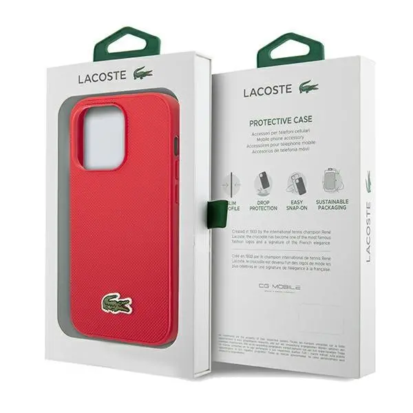 Etui Lacoste LCHMP14LPVCR Hardcase Iconic Petit Pique MagSafe do iPhone 14 Pro Czerwony
