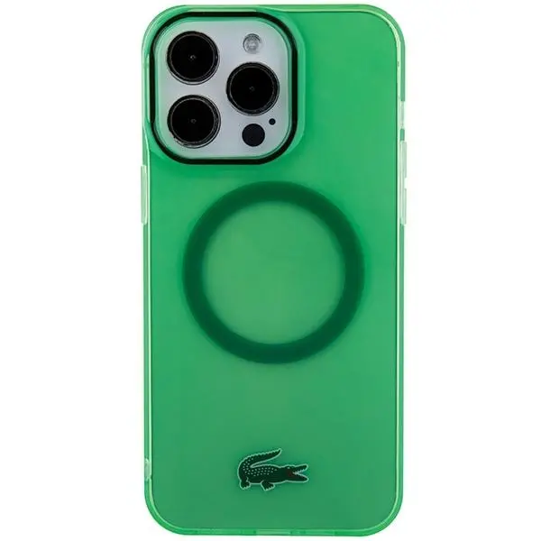 Etui Lacoste LCHMP15XULON Hardcase Transparent MagSafe do iPhone 15 Pro Max Zielony