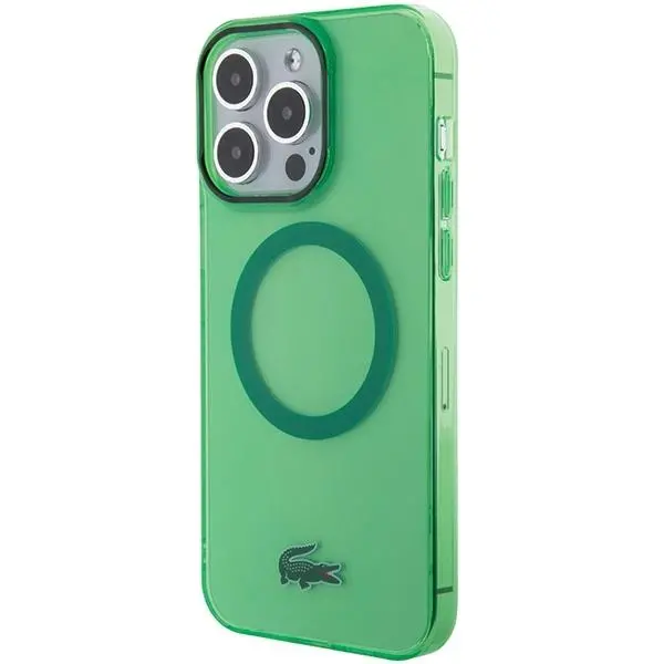 Etui Lacoste LCHMP15XULON Hardcase Transparent MagSafe do iPhone 15 Pro Max Zielony