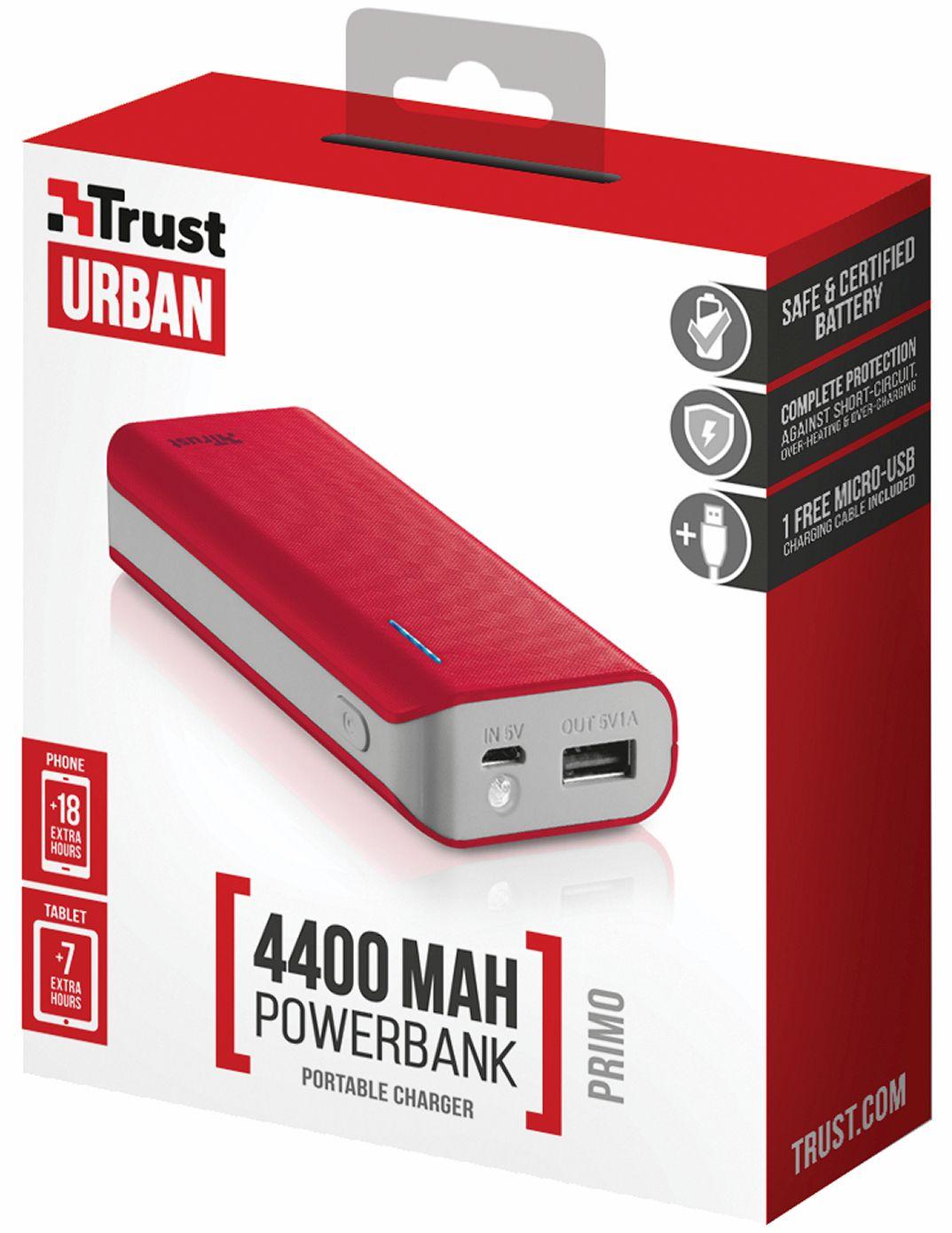 Powerbank Trust Primo 4400mAh Czerwony