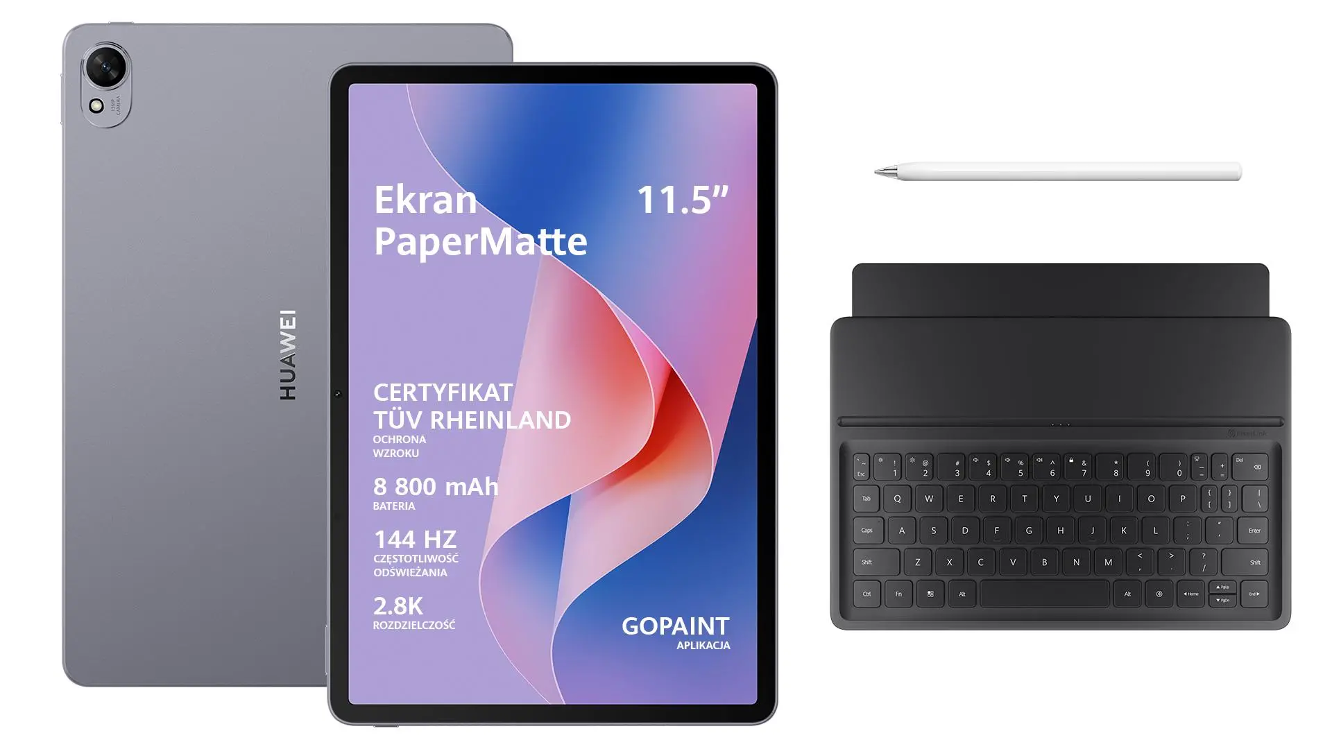 Tablet Huawei MatePad 11,5" S 8/256GB Wi-Fi Space Gray + Klawiatura Czarny + Rysik M-Pencil (3 gen.)