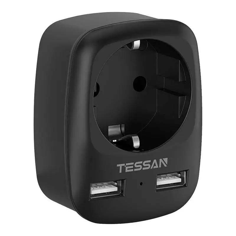 Adapter podróżny Tessan TS-611-DE-BK USB-A 10W