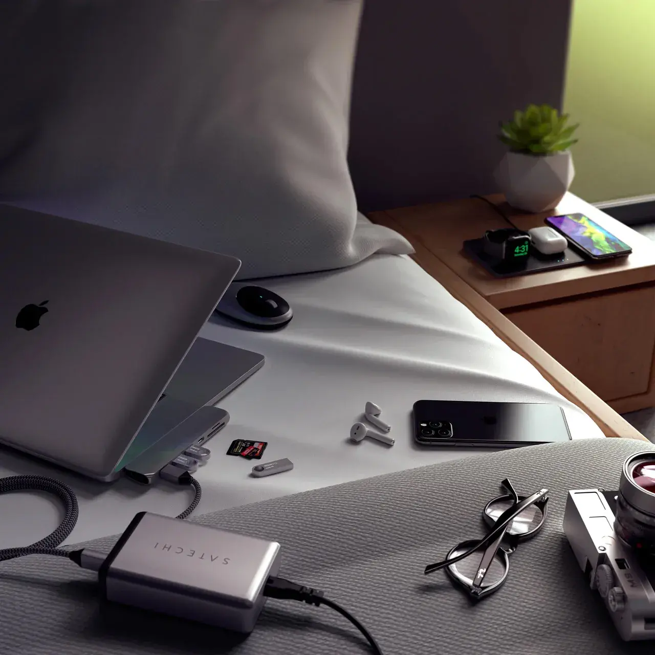 Ładowarka indukcyjna Satechi ST-X3TWCPM Trio Wireless Charger With Magnetic Pad
