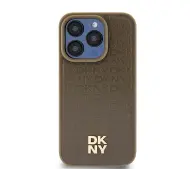 DKNY Hardcase Leather Pattern Metal Logo MagSafe DKHMP15SPSHRPSW do iPhone 15 Brązowy