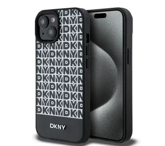 Etui DKNY Leather Printed Pattern Metal Logo MagSafe DKHMP15SPSOSPK do iPhone 15 Czarny