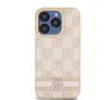 Etui DKNY Leather Checkered Mono Pattern & Printed Stripes do iPhone 15 Pro Max Różowy