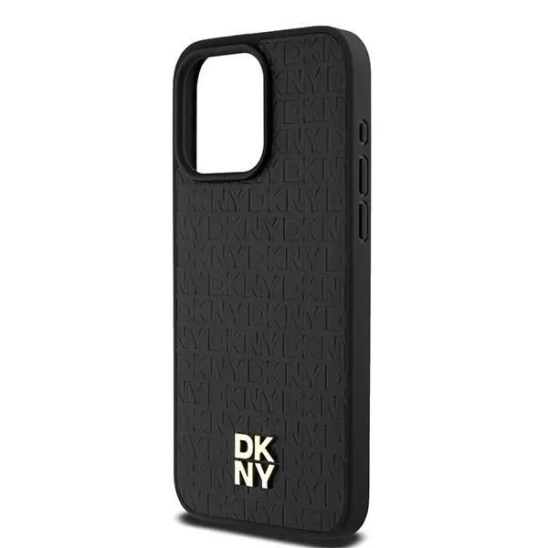 Etui DKNY Leather Monogram Pattern Metal Logo MagSafe do iPhone 15 Pro Max Czarny