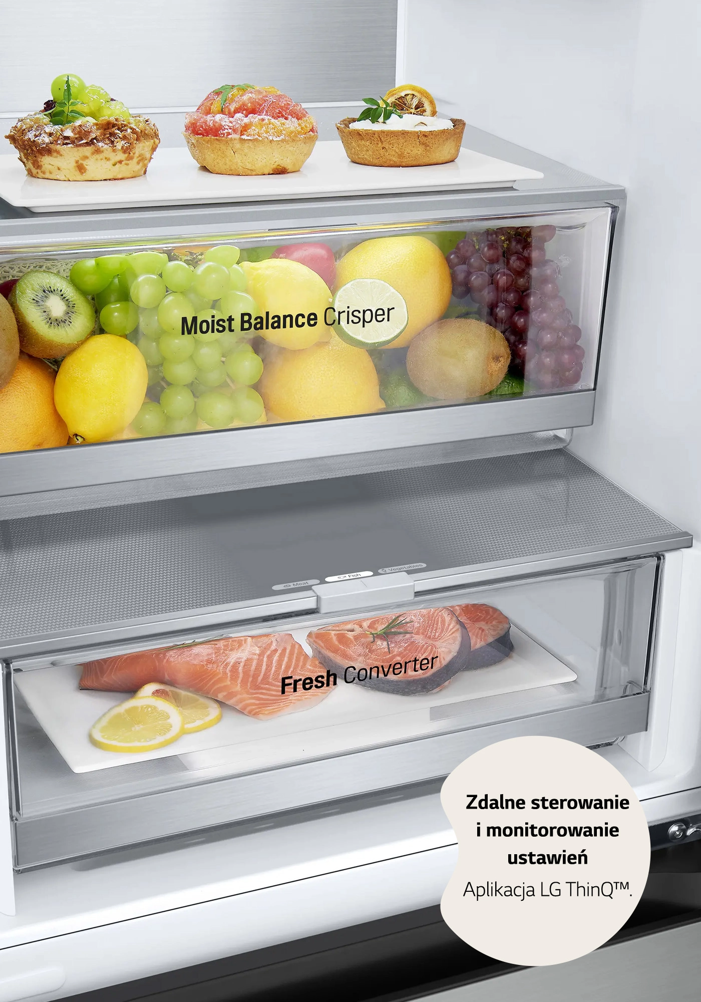 Lodówka LG GBV5250CPY Pełny No Frost 203cm Komora świeżości Zdalne sterowanie Srebrny