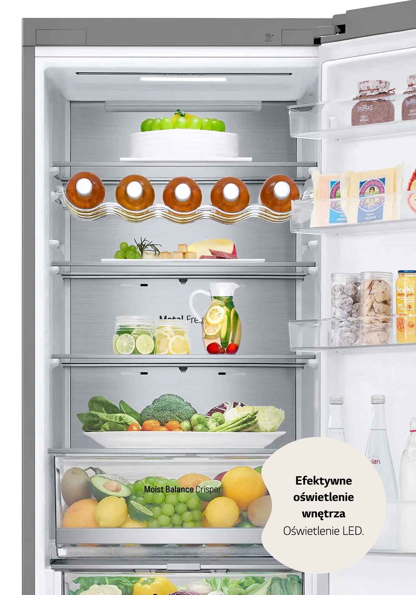 Lodówka LG GBV5250CPY Pełny No Frost 203cm Komora świeżości Zdalne sterowanie Srebrny