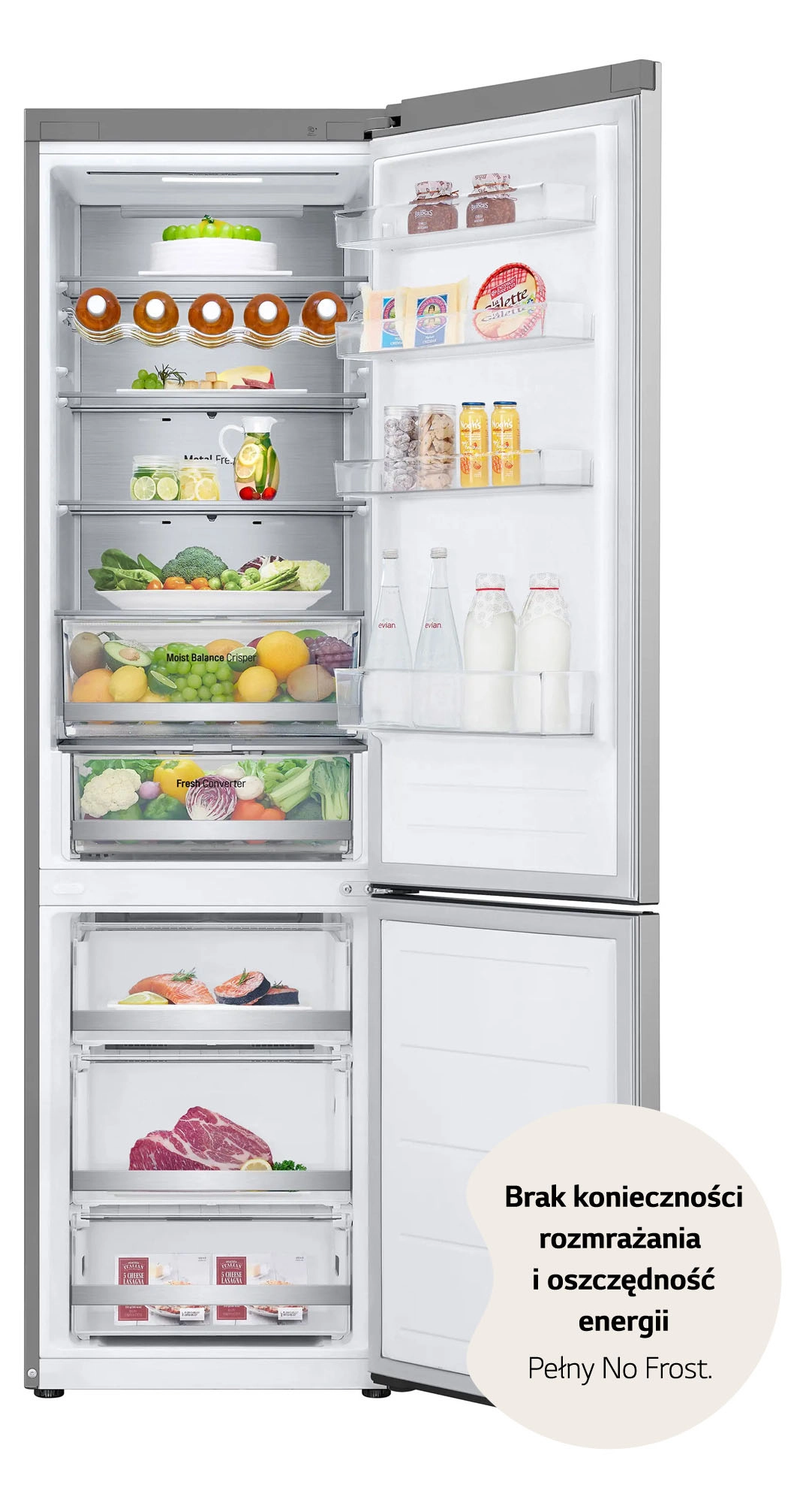 Lodówka LG GBV5250CPY Pełny No Frost 203cm Komora świeżości Zdalne sterowanie Srebrny