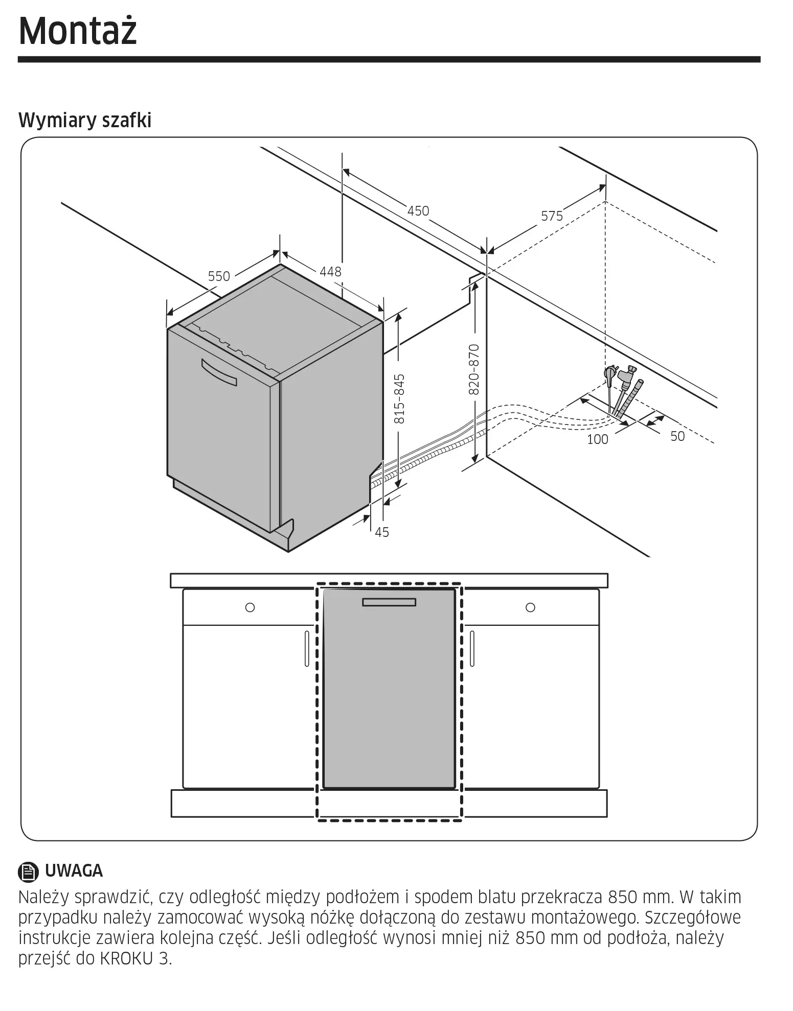 Zmywarka Samsung DW50DG450B00ET 44,8cm Automatyczne otwieranie drzwi Szuflada na sztućce