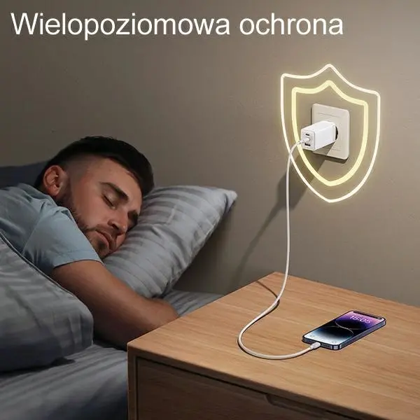 Ładowarka sieciowa USAMS CC180TC04 2x USB-C + USB 65W Niebieski