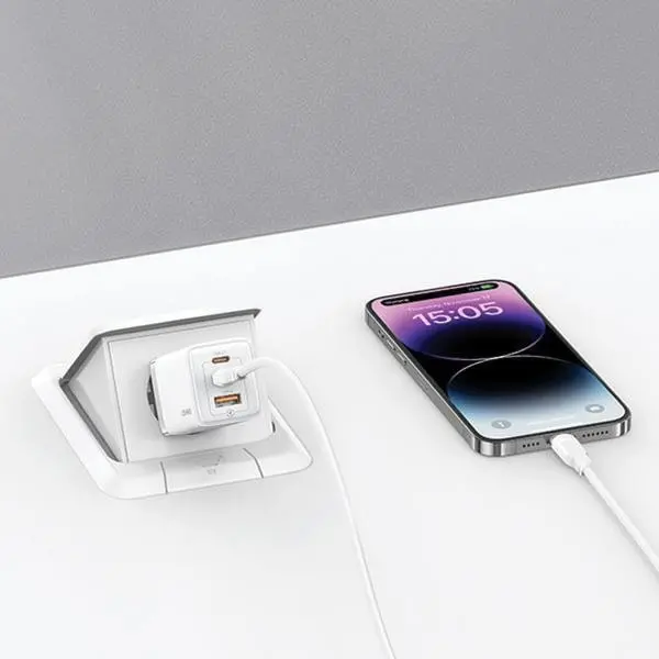 Ładowarka sieciowa USAMS CC180TC04 2x USB-C + USB 65W Niebieski