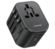 USAMS CC179TC01 4w1  2x USB 20W US/AU/EU/UK Czarny