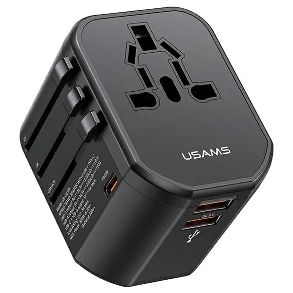 Ładowarka podróżna USAMS CC179TC01 4w1 2x USB 20W US/AU/EU/UK Czarny