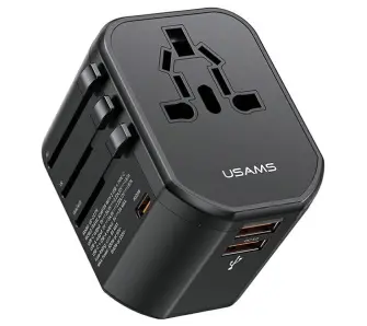 Ładowarka podróżna USAMS CC179TC01 4w1  2x USB 20W US/AU/EU/UK Czarny