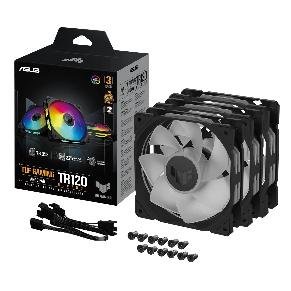 Wentylator ASUS TUF Gaming TR120 ARGB Reverse 120mm 3szt. Czarny
