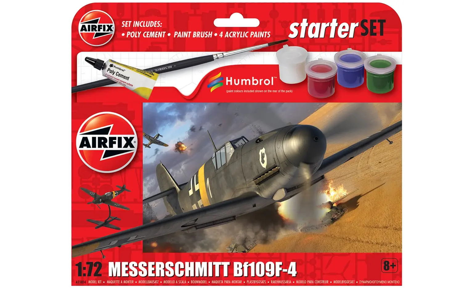 Model do sklejania Airfix A55014 Starter Set - Messerschmitt Bf109F-4