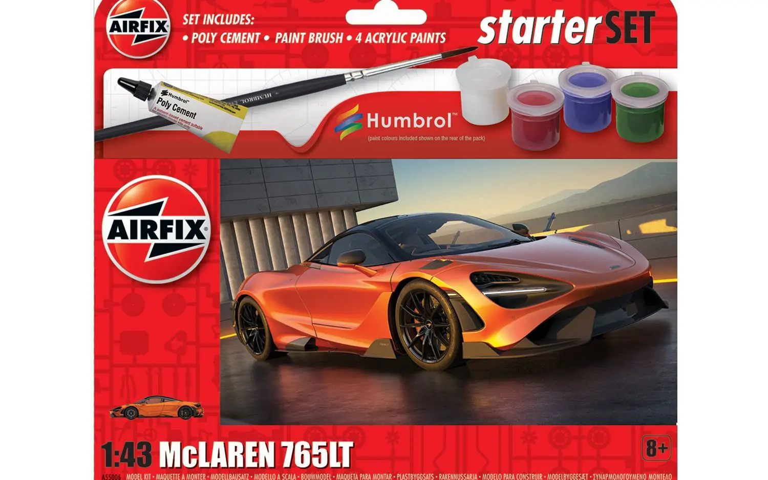 Model do sklejania Airfix A55006 Starter Set - McLaren 765LT