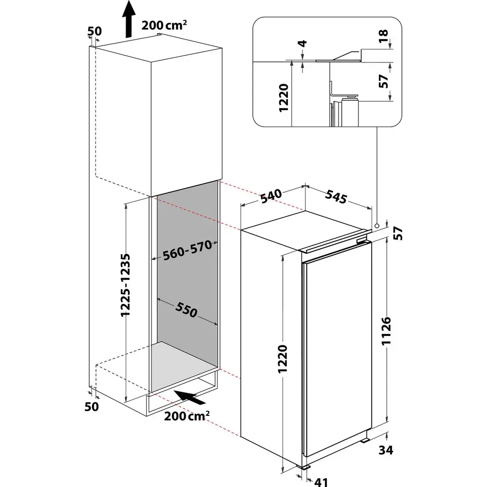 Lodówka Whirlpool ARG 7342 122cm Komora świeżości