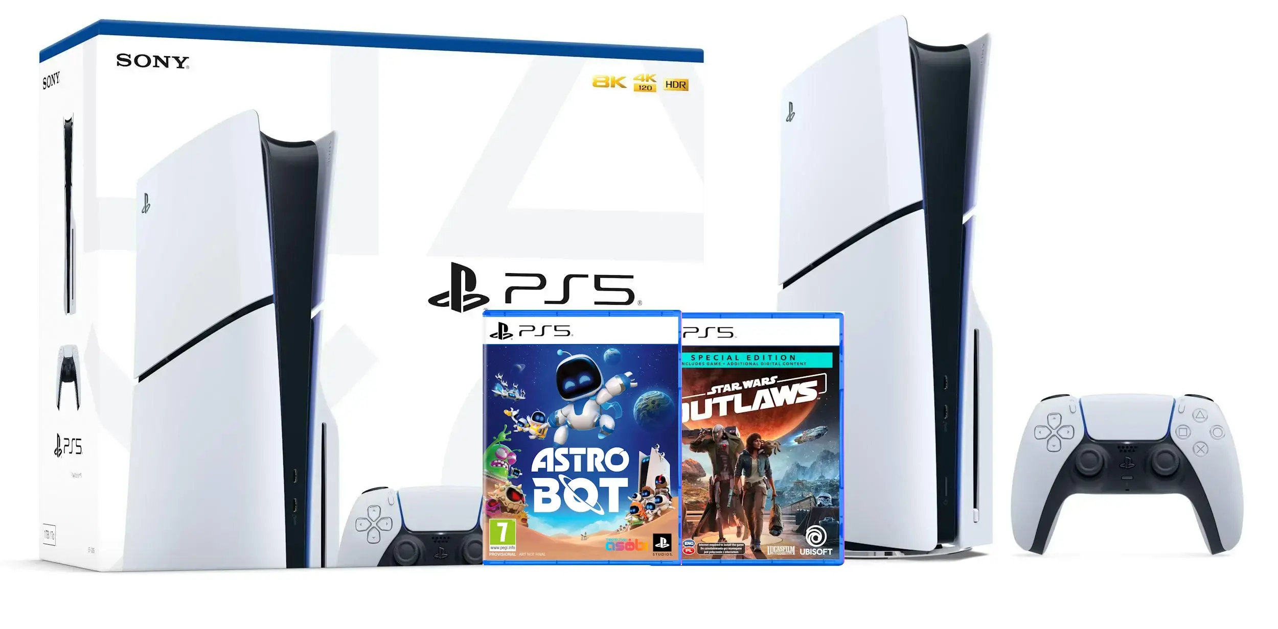 Konsola Sony PlayStation 5 Slim D Chassis (PS5) 1TB z napędem + Astro Bot + Star Wars Outlaws Edycja Specjalna