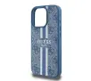 Etui Guess hardcase 4G Printed Stripes MagSafe do iPhone 16 Pro Niebieski
