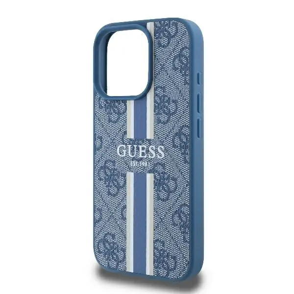 Etui Guess hardcase 4G Printed Stripes MagSafe do iPhone 16 Pro Niebieski