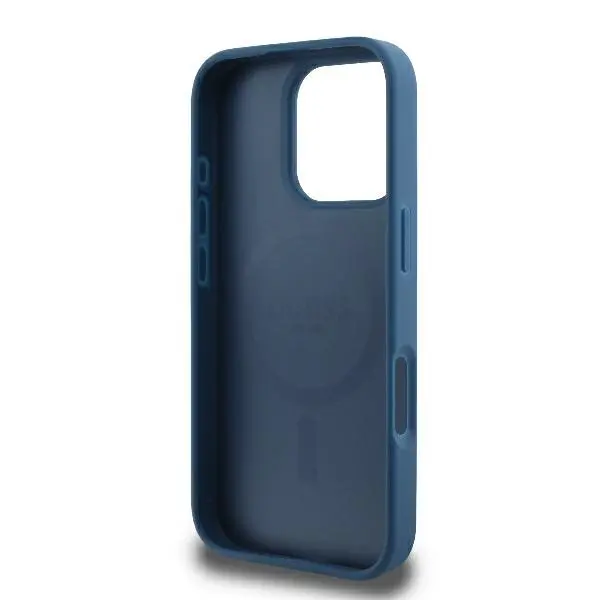 Etui Guess hardcase 4G Printed Stripes MagSafe do iPhone 16 Pro Niebieski