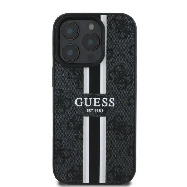 Etui Guess 4G Printed Stripes do iPhone 16 Pro Max Czarny