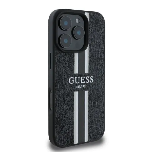 Etui Guess 4G Printed Stripes do iPhone 16 Pro Max Czarny