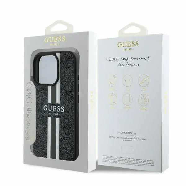 Etui Guess 4G Printed Stripes do iPhone 16 Pro Max Czarny