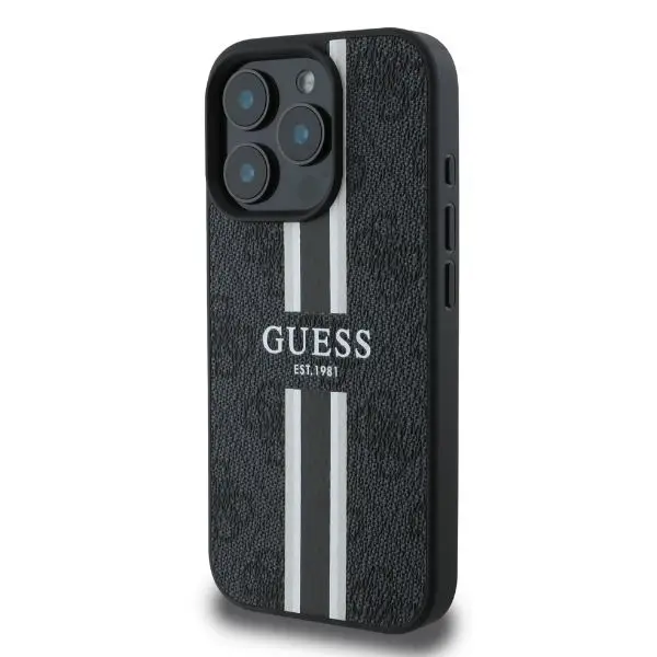 Etui Guess 4G Printed Stripes do iPhone 16 Pro Max Czarny