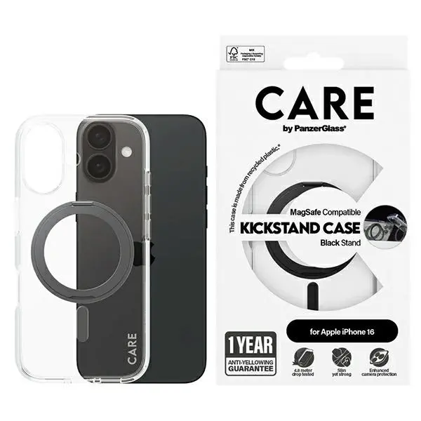 Etui PanzerGlass Kickstand Case MagSafe do iPhone 16 Czarny