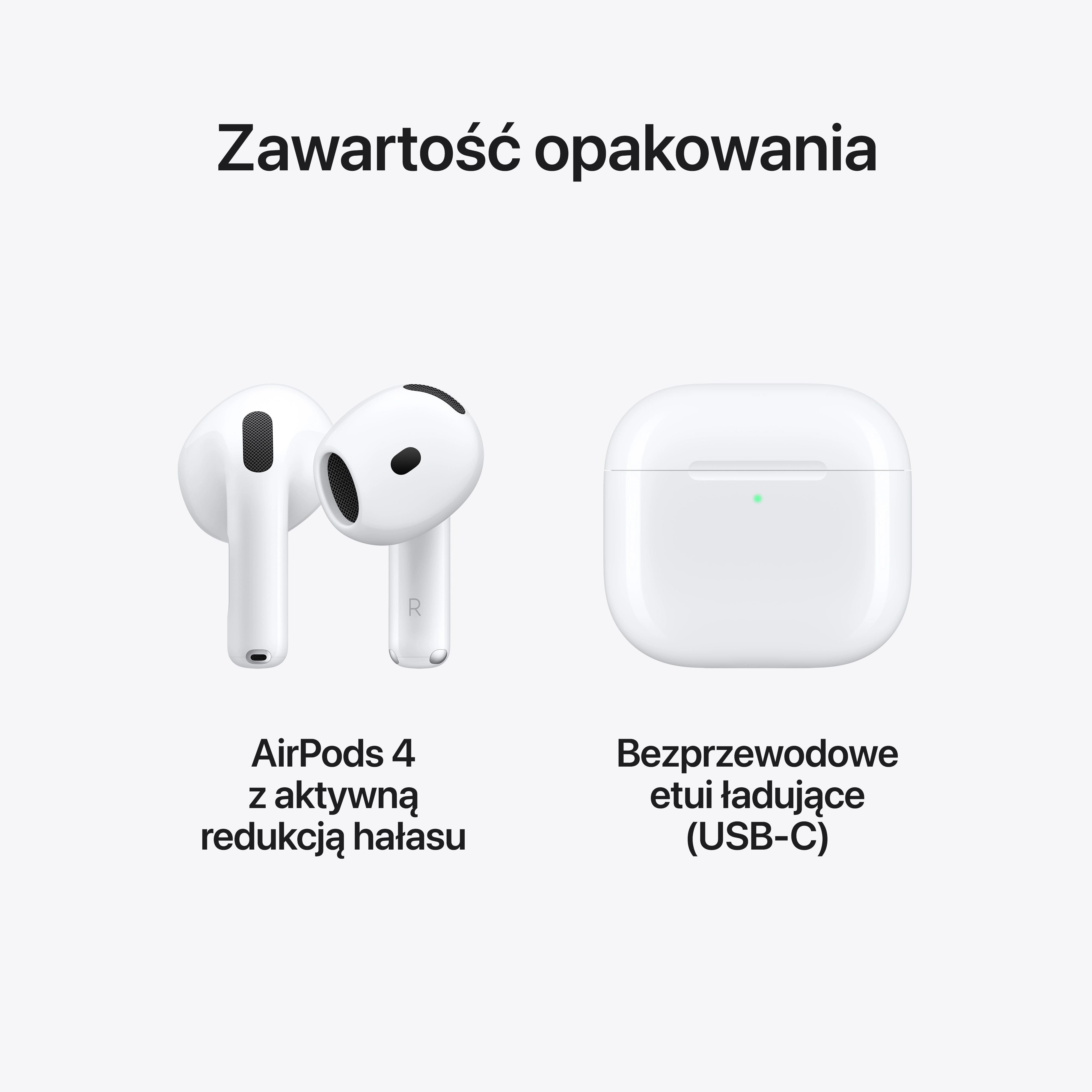 Apple AirPods 4 z Aktywną Redukcją Hałasu Douszne Bluetooth 5.3 Biały
