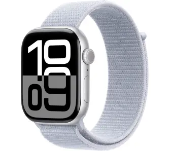 Smartwatch Apple Series 10 GPS koperta 42mm aluminium srebrny opaska sportowa błękitny obłok