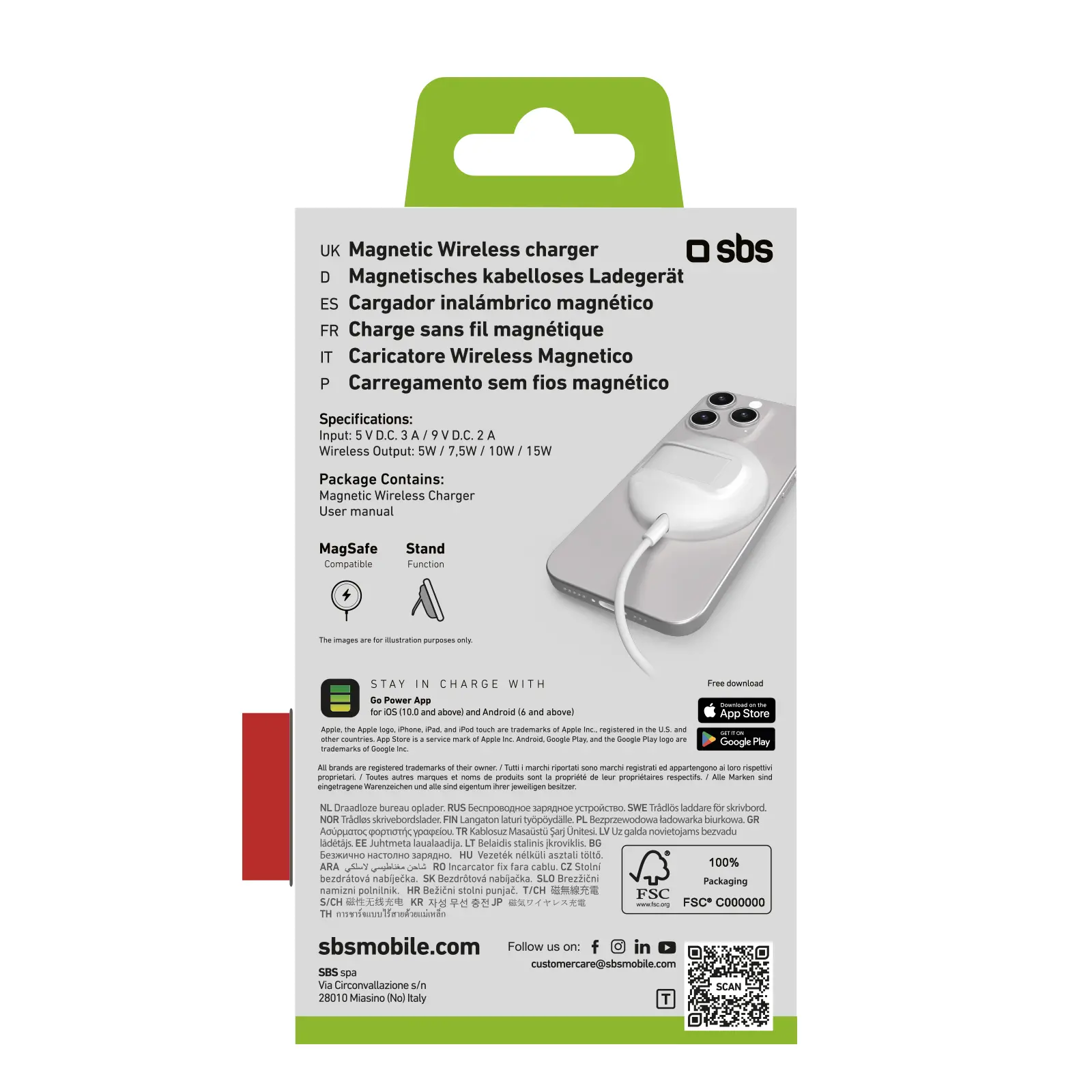 Ładowarka indukcyjna SBS MagSafe QI2 15W Biały