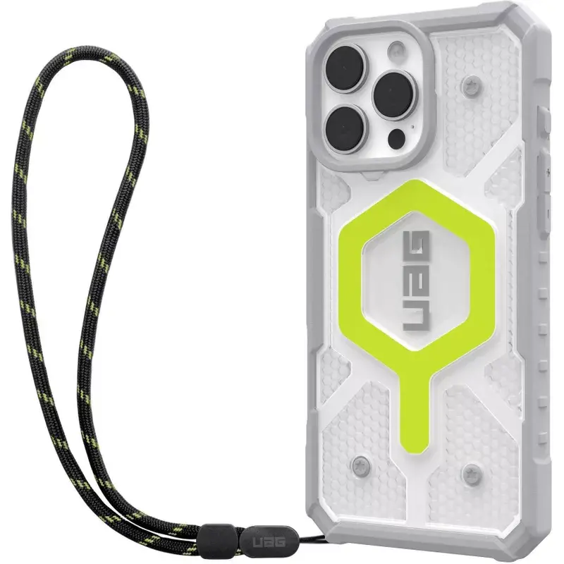 Etui UAG Bundle Pathfinder Clear Case Magsafe do iPhone 16 Pro Max Active Neon + smycz