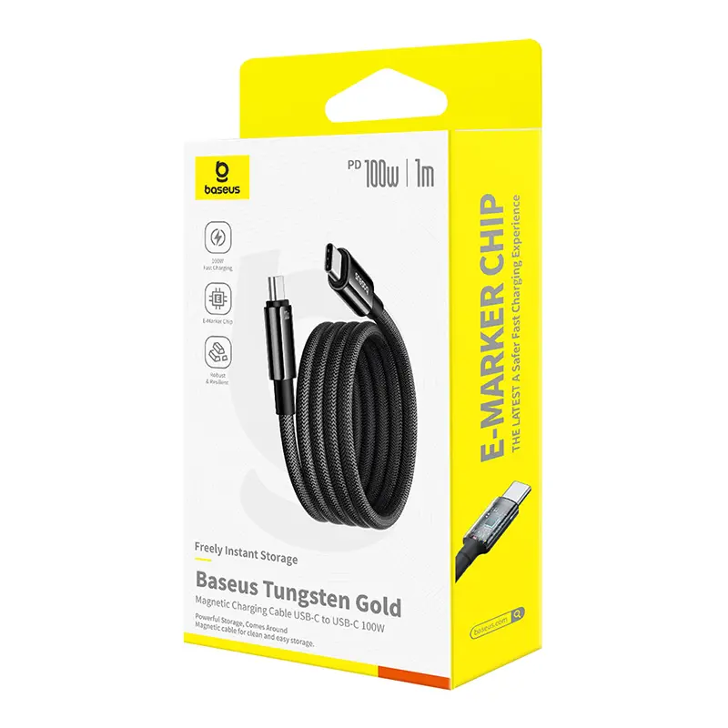 Kabel Baseus Tungsten Gold USB-C do USB-C 100W 1m Czarny