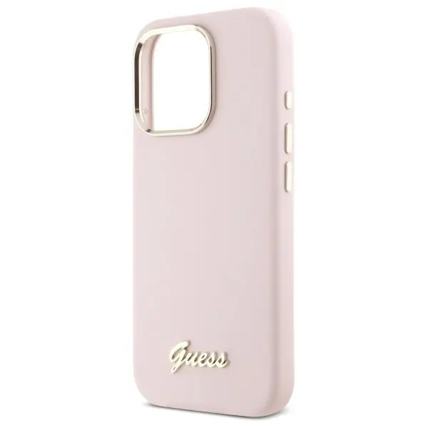 Etui Guess Silicone Script Metal Logo & Frame do iPhone 16 Pro Max Różowy