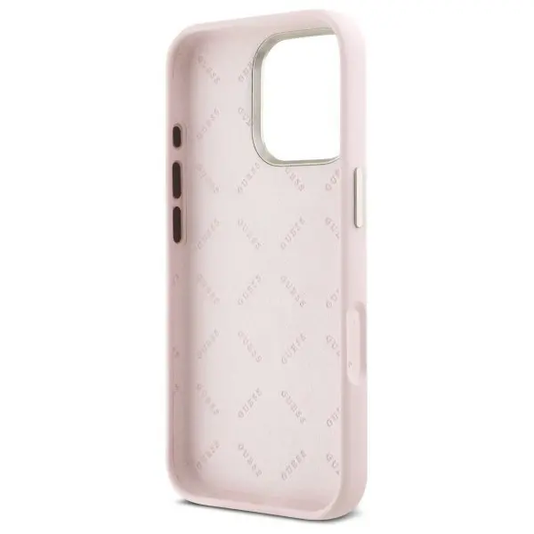 Etui Guess Silicone Script Metal Logo & Frame do iPhone 16 Pro Max Różowy