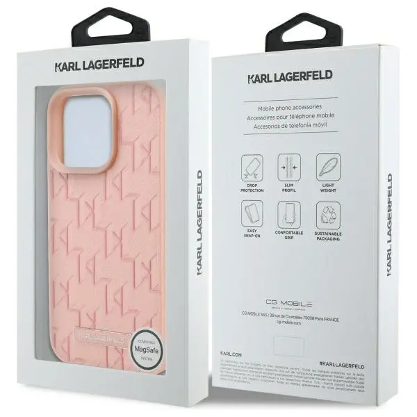 Etui Karl Lagerfeld Hot Stamp MagSafe do iPhone 16 Pro Max Różowy