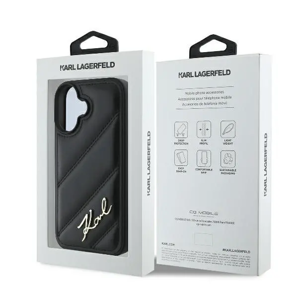 Etui Karl Lagerfeld Quilted Signature iPhone 16 Plus Czarny