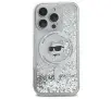 Etui Karl Lagerfeld Liquid Glitter Choupette Head MagSafe do iPhone 16 Pro Przezroczysty