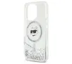 Etui Karl Lagerfeld Liquid Glitter Choupette Head MagSafe do iPhone 16 Pro Przezroczysty